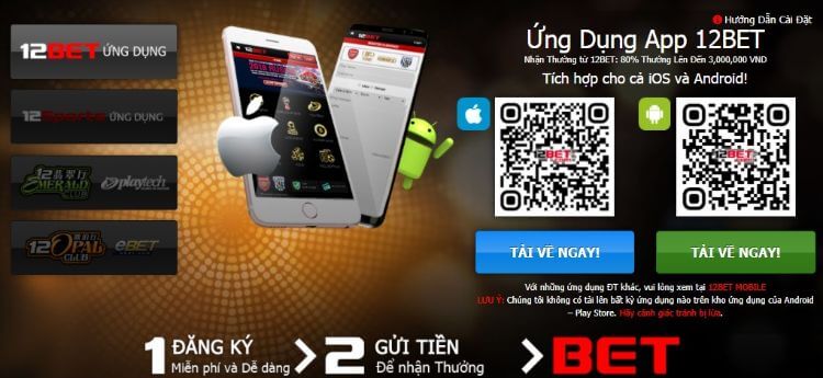 app 12bet trên iOS và Android